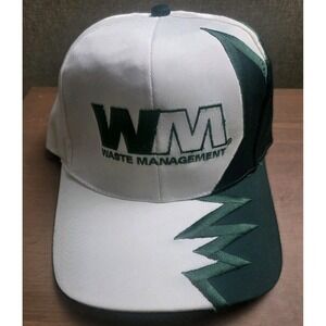 Vintage WM Waste Management Sharktooth Strapback Green White RARE